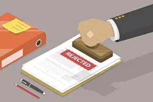 Pictogram Symbol Drucke: 3D Isometric Flat Vector Conceptual Illustration of Rejected Document