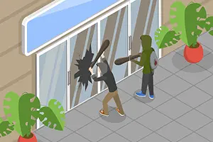 Digitale Kunst Drucke: 3D Isometrische Flache Vektor-Konzept-Illustration von Vandalismus.