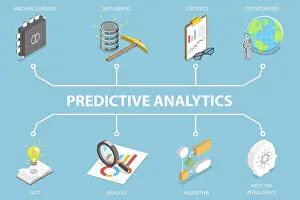 Financial Market Trends Drucke: 3D Isometric Flat Vector Illustration of Big Data Analysis