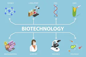 Medical Laboratory Equipment Drucke: 3D Isometric Flat Vector Illustration of Biotechnology