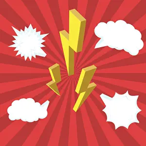 Drucke von 3D Isometrische Flachvektor-Illustration von Comic-Flash, comic-inspirierte Pop-Art-Kreationen Pop-Art Drucke: 3D Isometrische Flachvektor-Illustration von Comic Flash.