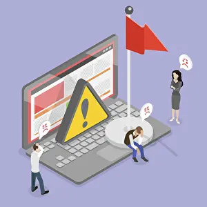 Red Color Symbolism Drucke: 3D Isometric Flat Vector Illustration of Red Flag Alert