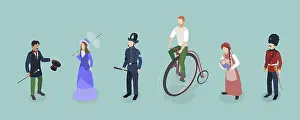 3D Isometric Flat Vector Set of British People Set