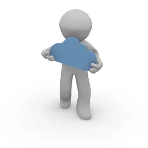 Bright Light Colored Background Drucke: 3d man with a cloud shape on a white background