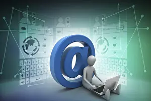 Online Communication Drucke: 3d person e mail symbol
