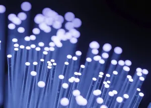 Data Transmission Network Drucke: 3d render of blinking fibre optic for data transfer transmission concept