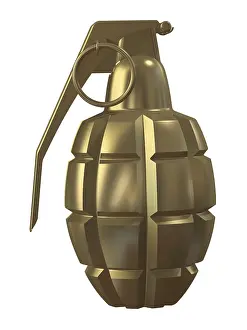 Computer Graphic Illustration Drucke: 3d render of a fragmentation hand grenade MK2 isolated on white background