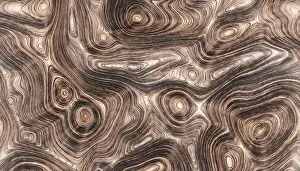 Digital Decorative Item Drucke: A 3D render showcasing abstract wave patterns with an Etherium theme The intricate design features swirling lines
