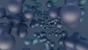 Blue Gradient Background Drucke: A 3D rendered image featuring clusters of fluid