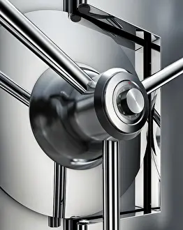 Deserted Bank Vault Scene Drucke: 3d rendering of a bank vault