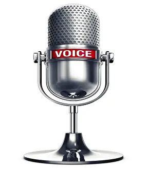 Empty Studio Setup Drucke: 3D rendering of an microphone with the word voice