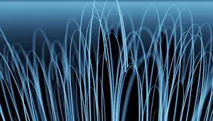 Full Frame Abstract Art Drucke: This abstract 3D render features flowing blue waves on a smooth gradient background