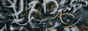 Drucke von Abstrakter Hintergrund mit Graffiti an der Wand. Moderner Hipster-Banner mit Malerei Minimalistische Kunstwerke Drucke: Abstrakter Hintergrund mit Graffiti an der Wand.