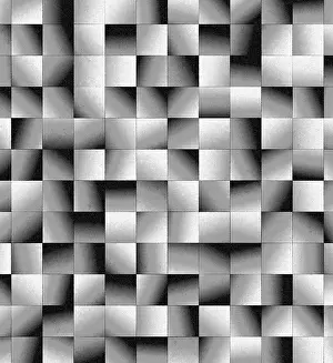Black And White Abstract Art Drucke: Abstract black and white geometric pattern composed of square tiles with gradient shadows