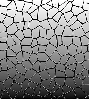 Empty Deserted Background Graphic Drucke: Abstract black and white geometric pattern with a gradient effect and interconnected shapes resembling a mosaic