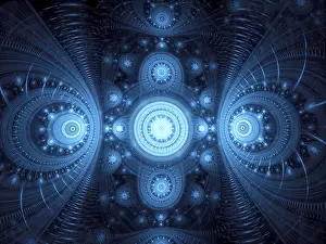 Abstract Fractal Art Drucke: Abstract blue pattern computer-generated image