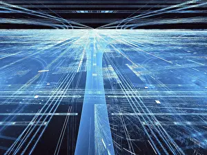 Abstract Blue Background Drucke: Abstract blue technology, sci-fi or virtual reality background