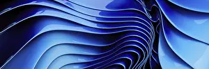 Abstrakte Kunst Drucke: Abstrakte blaue Wellen erzeugen eine beeindruckende visuelle mit gekrümmten Formen.