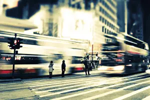 High Rise Buildings In China Drucke: Abstract cityscape blurred background