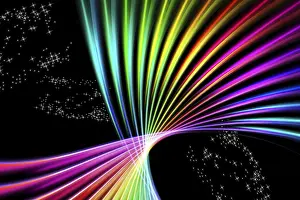 Dark Background Image Drucke: Abstract colored stripes in the sky