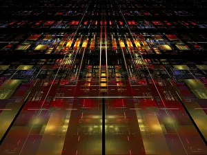 Modern Architecture Style Image Drucke: Abstract dark tech or science fiction concept background - computer-generated 3d illustration