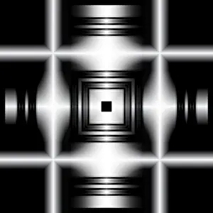 Digitale Kunst Drucke: Abstrakte digitale Kunst, dreidimensionale schwarze und weiße Objekte mit weichem Licht.