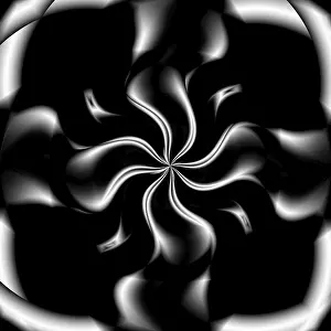 Digitale Kunst Drucke: Abstrakte digitale Kunst, dreidimensionale schwarze und weiße Objekte mit weichem Licht.