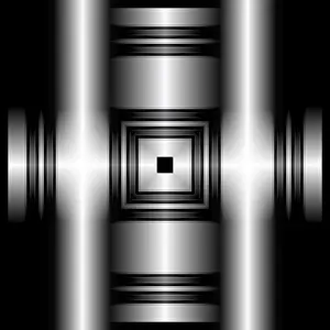 Digitale Kunst Drucke: Abstrakte digitale Kunst, dreidimensionale schwarze und weiße Objekte mit weichem Licht.