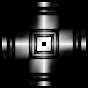 Digitale Kunst Drucke: Abstrakte digitale Kunst, dreidimensionale schwarze und weiße Objekte mit weichem Licht.