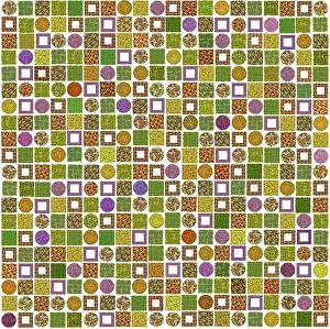 Collage Drucke: Abstrakte florale Mosaikquadrate-Muster.