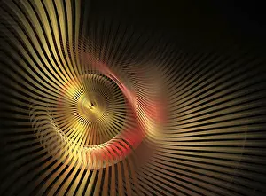 Undulating Wave Shape Drucke: Abstract fractal computer-generated circle made of lines