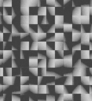 Abstract Geometric Design Drucke: Abstract geometric pattern of black and white squares with gradient shading creating an optical illusion