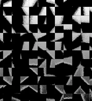 Drucke von Abstraktes geometrisches Muster mit schwarzen und weißen Quadern, das einen hohen Kontrast und ein modernes Design schafft Geometrische Formen Drucke: Abstrakter geometrischer Muster mit schwarzen und weißen Quadrate