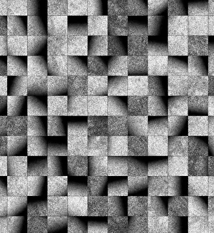 Abstract Geometric Pattern Drucke: Abstract geometric pattern in grayscale with textured squares creating a mosaic effect