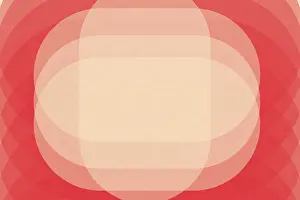 Geometric Shape Decoration Drucke: Abstract geometric pattern with overlapping red and beige circles