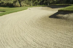 Recreational Activity Photos Drucke: Abstract of golf course bunkers on a spring day