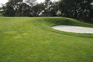 Deserted Golf Landscape Drucke: Abstract of golf course bunkers on a spring day