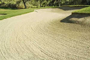 Golf Course Landscape Drucke: Abstract of golf course and sand bunker