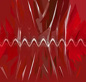 Deserted Street Art Drucke: Abstract image with different shapes and elements in a red color