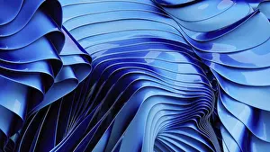 Abstract Blue Wave Design Drucke: Abstract image featuring dynamic blue waves in a fluid