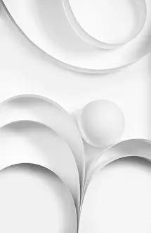 Deserted Studio Background Drucke: Abstract Still Life with Sphere and Curved Forms