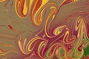 Decorative Ceramic Tiles Drucke: Abstract marbling floral pattern for fabric
