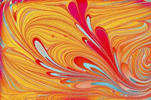 Decorative Abstract Art Drucke: Abstract marbling floral pattern for fabric