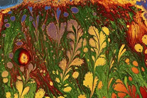 Decorative Abstract Patterns Drucke: Abstract marbling floral pattern for fabric