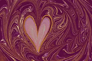 Abstract Heart Pattern Drucke: Abstract marbling heart pattern for fabric