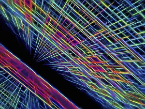 Abstract 3D Illustration Drucke: Abstract neon tech style background - computer-generated 3d illustration