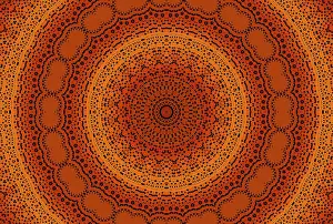 Plain Colored Background Design Drucke: Abstract orange background with radial dotted pattern