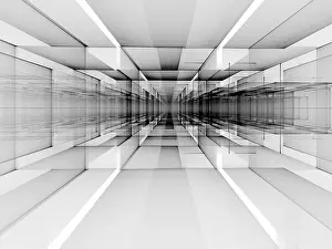 Abstract Tech Background Drucke: Abstract perspective technology background - computer-generated image