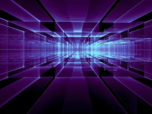 Abstract Tech Background Drucke: Abstract perspective technology background - computer-generated image