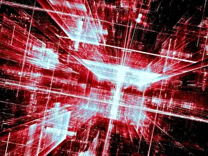 Straßenkunst Drucke: Abstrakte rote Technologiehintergrund.